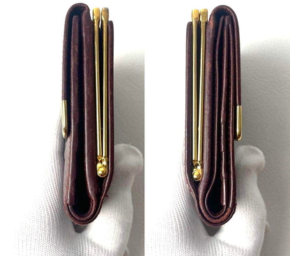 Cartier Must de Cartier Trifold Coin Wallet Bordeaux Leather Gold HW Authentic