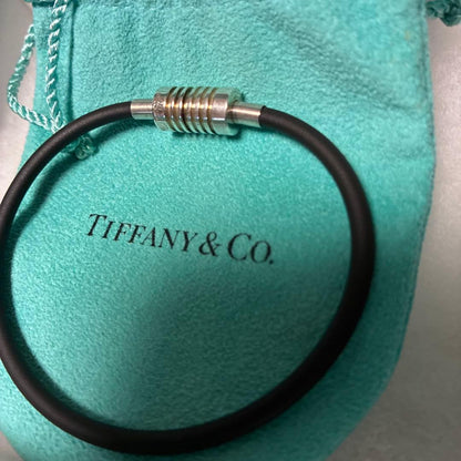 Tiffany & Co Sterling Silver 925 Rubber Surfer Bracelet Paloma Picasso 19.5cm