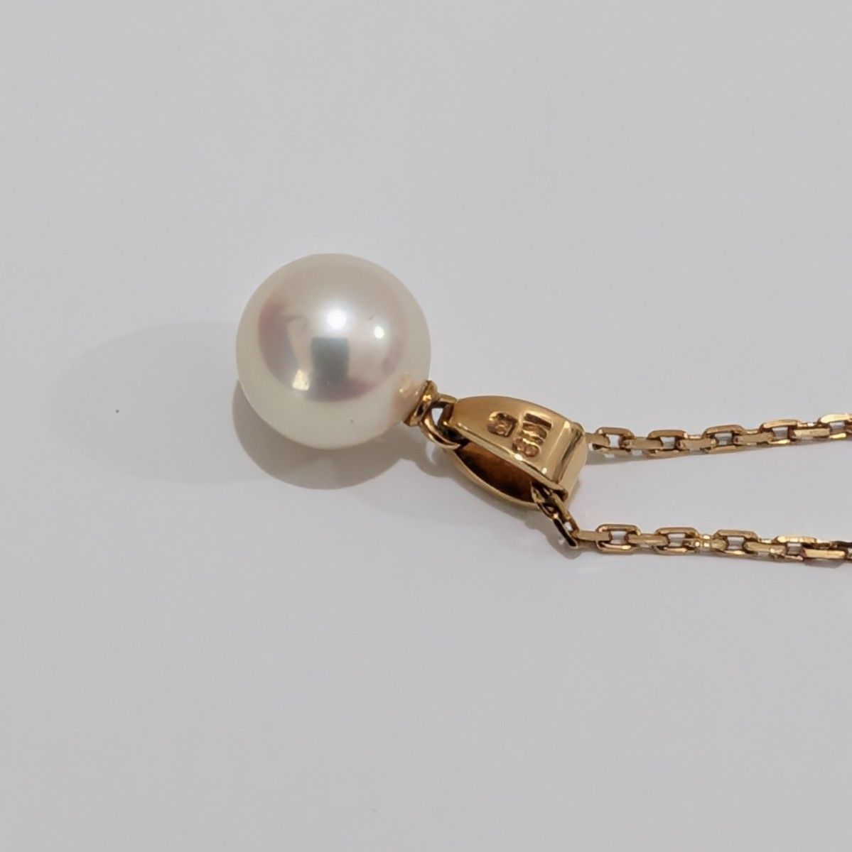 Mikimoto AUTH Pearl Necklace K18 YG 7.3mm 0.29" 40cm 15.7" Chain 2.7g Excellent!