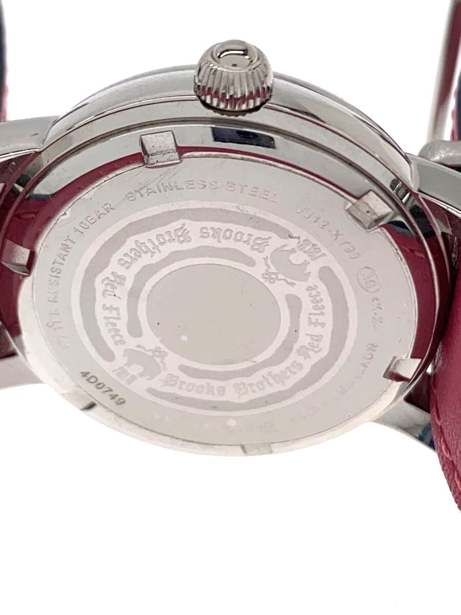 Brooks Brothers Red Fleece Quartz Watch Date Navy Dial Pink Leather Band VJ12