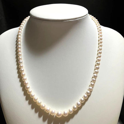 Akoya Pearl Graduated Necklace White Real Pearl 4-8mm 17.5in Silver Clasp