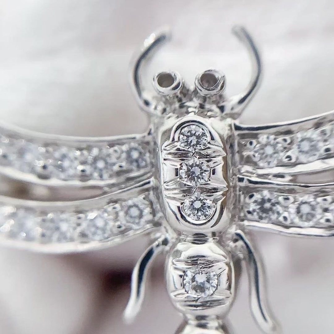 Tiffany & Co Enchant Dragonfly Brooch Diamond Platinum PT950 21.5mm Authentic