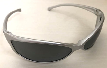 ARNETTE Vintage Wraparound Sunglasses Silver Frame Dark Lens Y2K Sporty Style