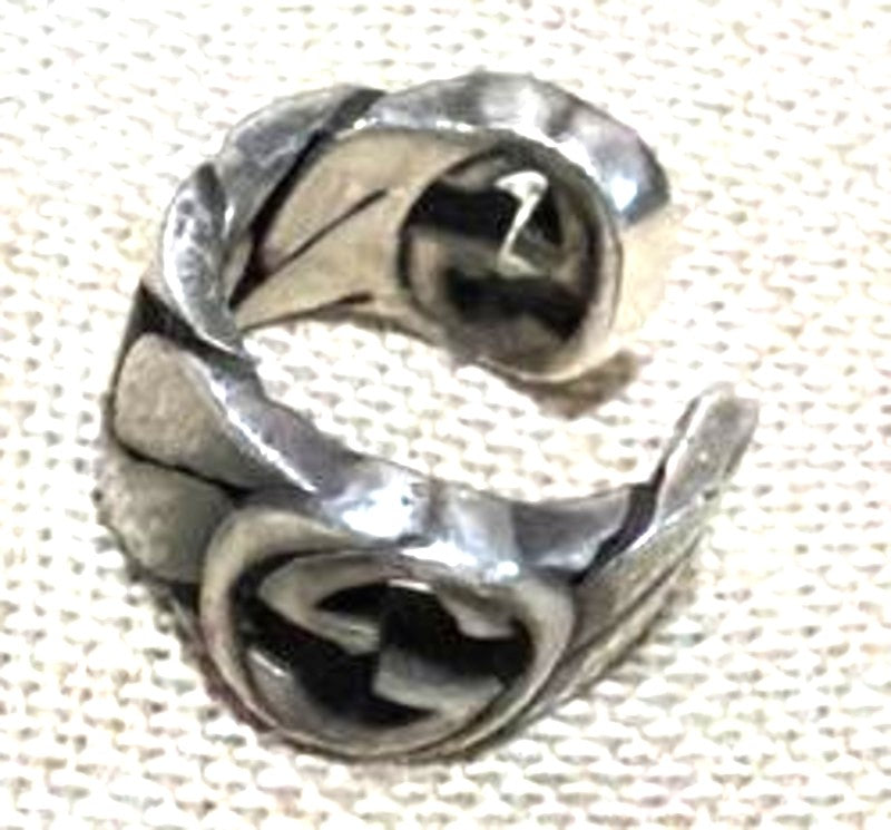 Gucci Interlocking G Ear Cuff Silver 925 Earring Used Authentic Made In Italy