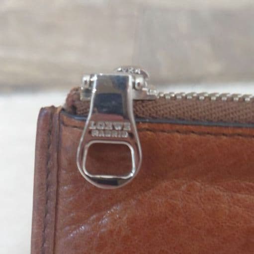 Loewe Brown Leather Embossed Coin Case Purse 12 x 9cm 4.7 x 3.5in