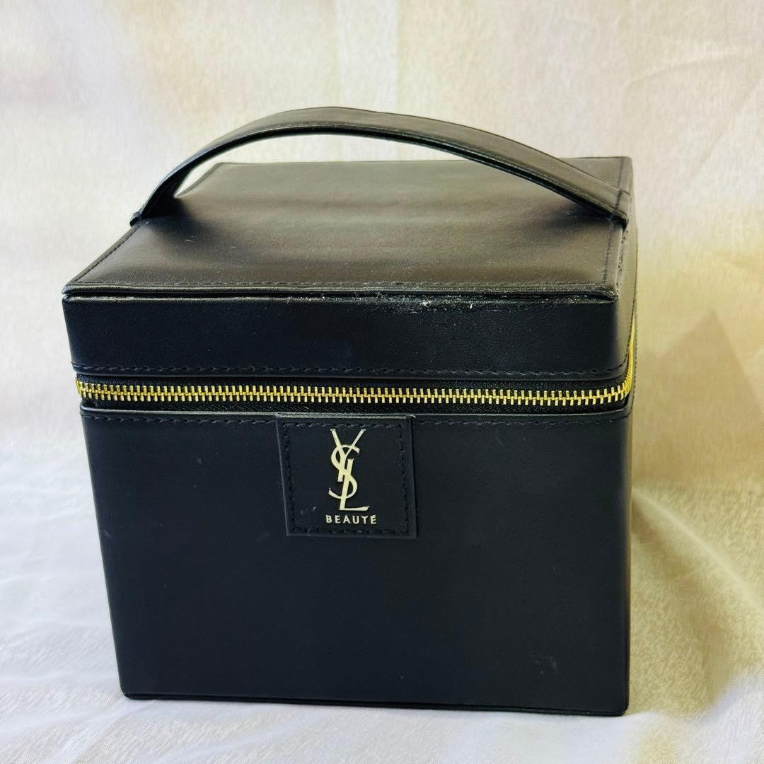 Yves Saint Laurent YSL Beaute Black Gold Tone Vanity Pouch Cosmetic Pouch