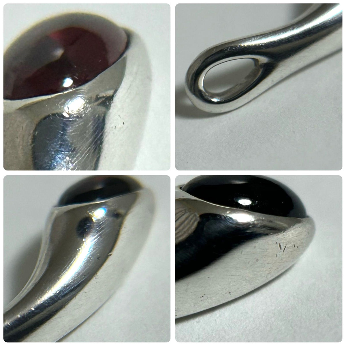 Georg Jensen Pendant Top Garnet Silver 925 Charm 0.8in Authentic Pre-Owned