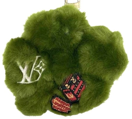 Louis Vuitton LV Lucky Trefoil Fur Bag Charm Key Ring Green Auth France Used