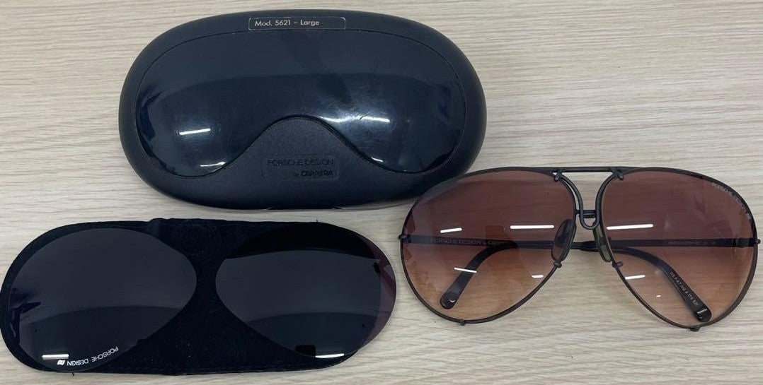 PORSCHE DESIGN by CARRERA 5621 Aviator Sunglasses Black Frame Brown Lens Vintage