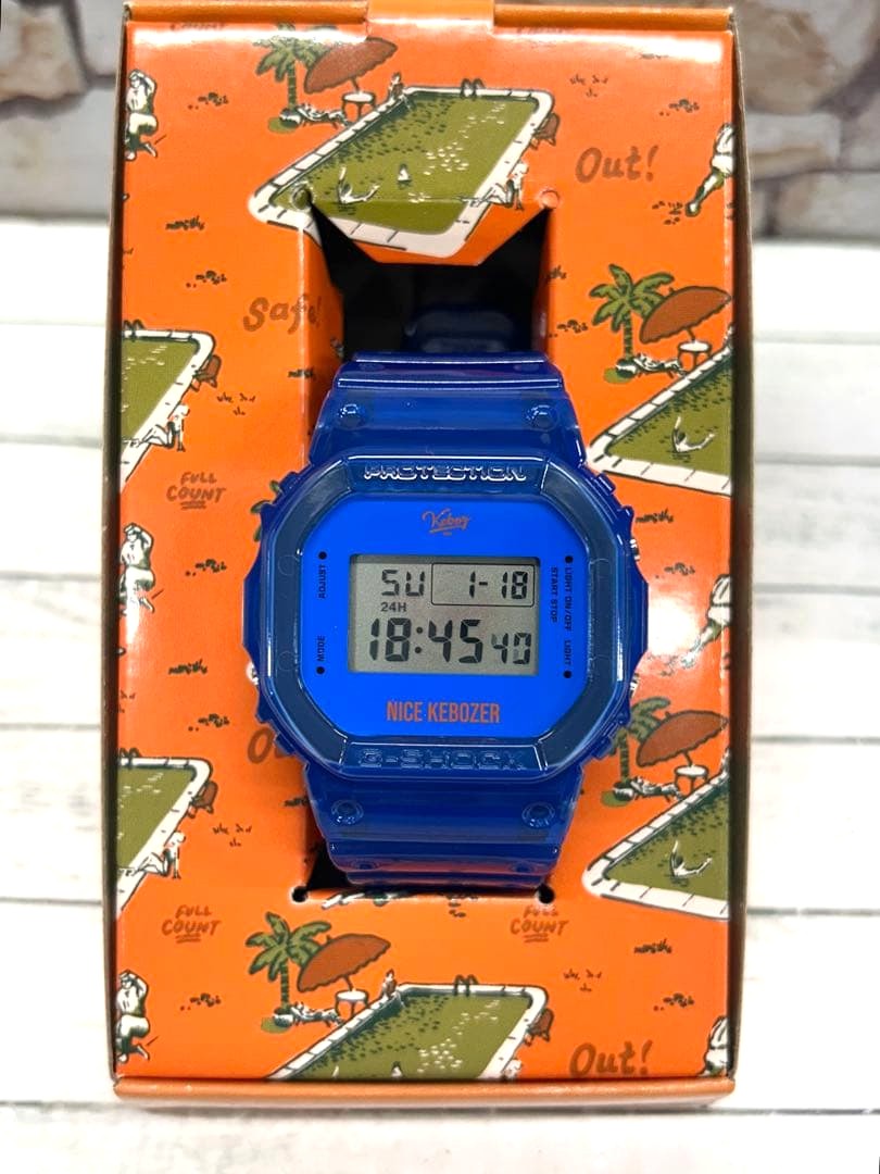 Casio G-SHOCK x KEBOZ DW-5600KEBOZ22-2JR Digital Watch Clear Blue Japan Mint