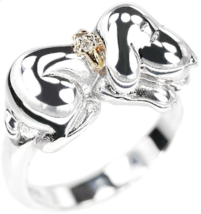 SNOOPY Peanuts Diamond Ring SV925 Silver K18 Yellow Gold Used Japan US6.5 EU53