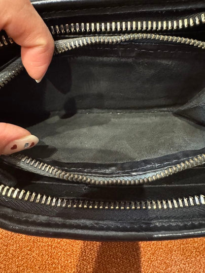 CAMPOMAGGI Studded Long Wallet Black Leather Zip Around Italy Concho Vintage