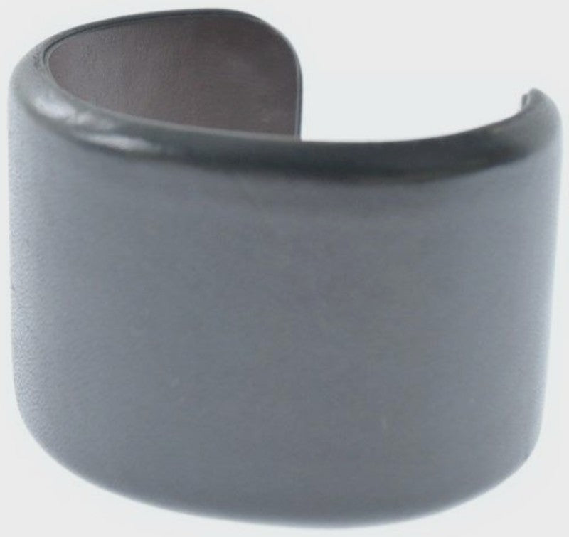 Brunello Cucinelli Men Leather Cuff Bangle Bracelet Black 5.1in Wide Italy Auth