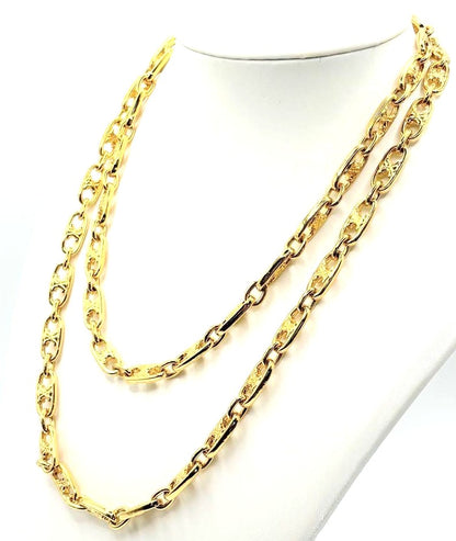 CELINE Triomphe Long Chain Necklace Gold Tone GP Vintage Authentic 83cm 32.7in