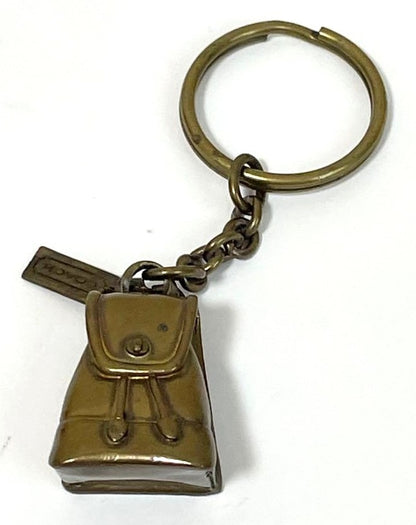 COACH Old Coach Backpack Turnlock Keychain Keyring Brass Bag Charm Vintage USA
