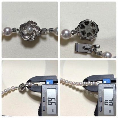 Akoya Pearl Necklace White 7.0mm Silver Flower Clasp 39cm 15.4in Japan