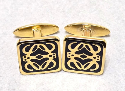 Loewe Anagram Gold Tone Metal Square Cufflinks Gold/Black