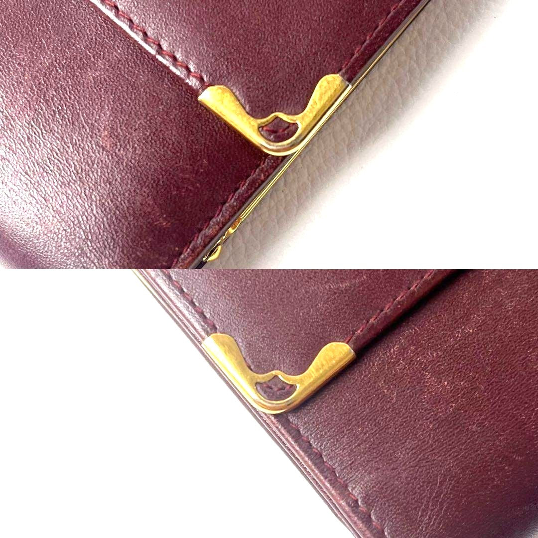 Cartier Must de Cartier Trifold Coin Wallet Bordeaux Leather Gold HW Authentic
