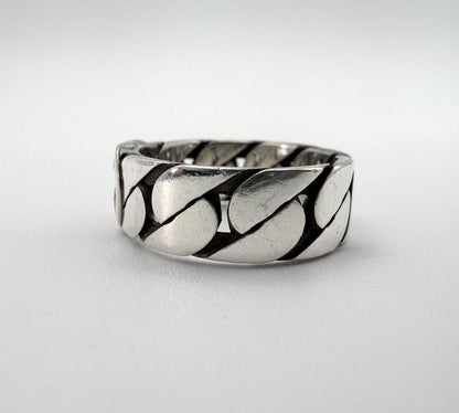 GUCCI Interlocking G Gourmette Chain Ring Silver 925 US 10 / EU 62 Auth Used