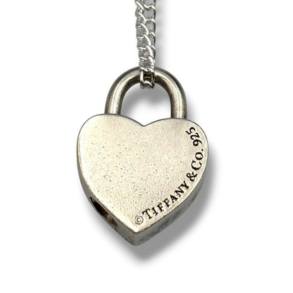 Tiffany & Co Sterling Silver 925 Be Mine Padlock Cadena Charm Necklace Top