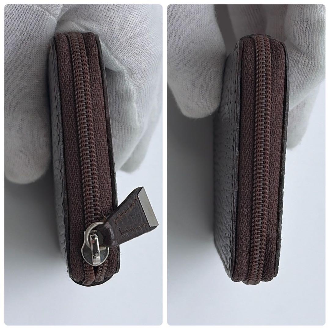 Loewe Dark Brown Leather Zip Around Coin Case 8.5 x 7.5cm 3.3 x 2.9in