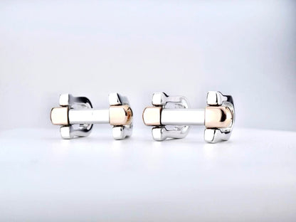 Cartier Long C Cufflinks Silver 925 Gold Two-Tone Metal Authentic Japan Used