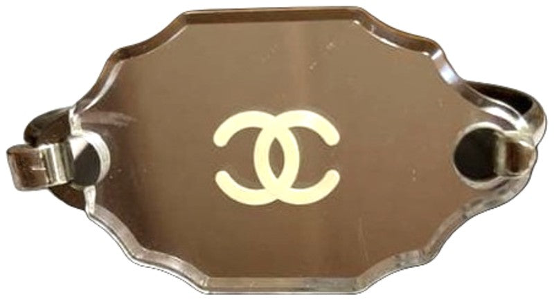 CHANEL CC Logo Mirror Bangle Bracelet Silver Vintage Wrist 14.5cm(5.7in) Used