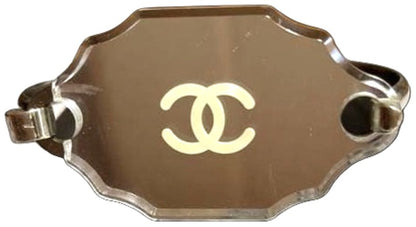 CHANEL CC Logo Mirror Bangle Bracelet Silver Vintage Wrist 14.5cm(5.7in) Used