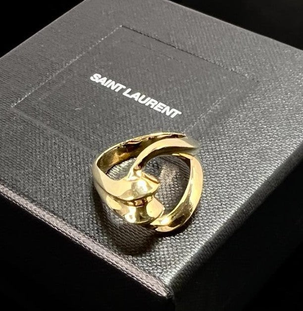 Saint Laurent Gold Plated Brass Loop Ring Size 55 US 7 Rare