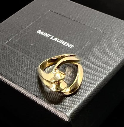 Saint Laurent Gold Plated Brass Loop Ring Size 55 US 7 Rare