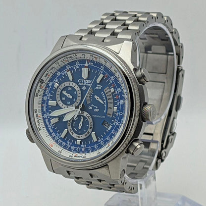 Citizen Promaster Sky PMP56-2902 Eco-Drive Radio Titanium Pilot Blue Dial Used