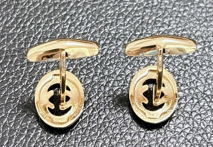 Gucci Interlocking GG Logo Cufflinks Silver Gold Two-Tone 0.7x0.5in Authentic
