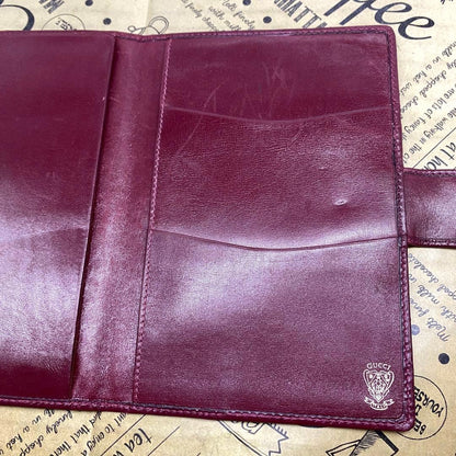 GUCCI Notebook Cover Vintage GG Canvas Business Planner Bordeaux Leather