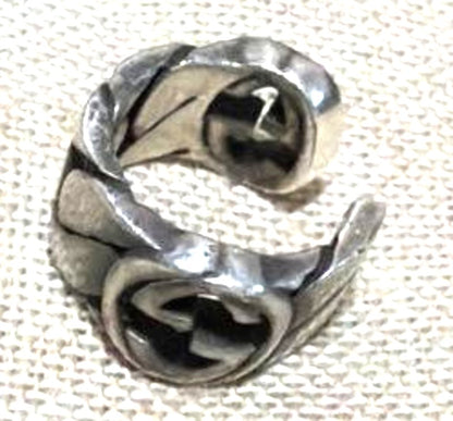 Gucci Interlocking G Ear Cuff Silver 925 Earring Used Authentic Made In Italy