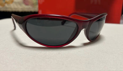 Arnette Raven Vintage Sunglasses Red Wine Oval Frame Gray Lens Mens Womens 90s