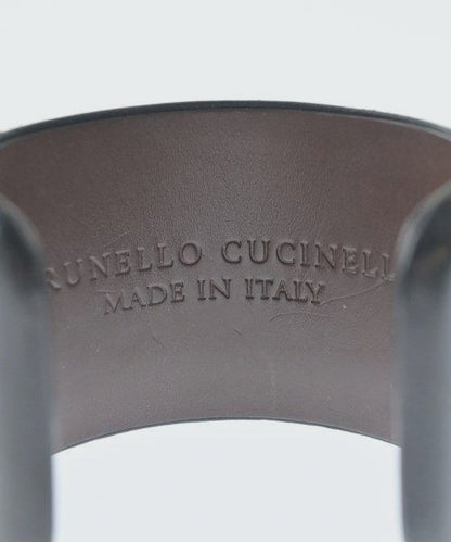 Brunello Cucinelli Men Leather Cuff Bangle Bracelet Black 5.1in Wide Italy Auth