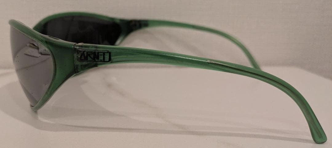ARNETTE Threat Vintage 90s Sunglasses Green Frame Gray Lens Extra Yellow Lens