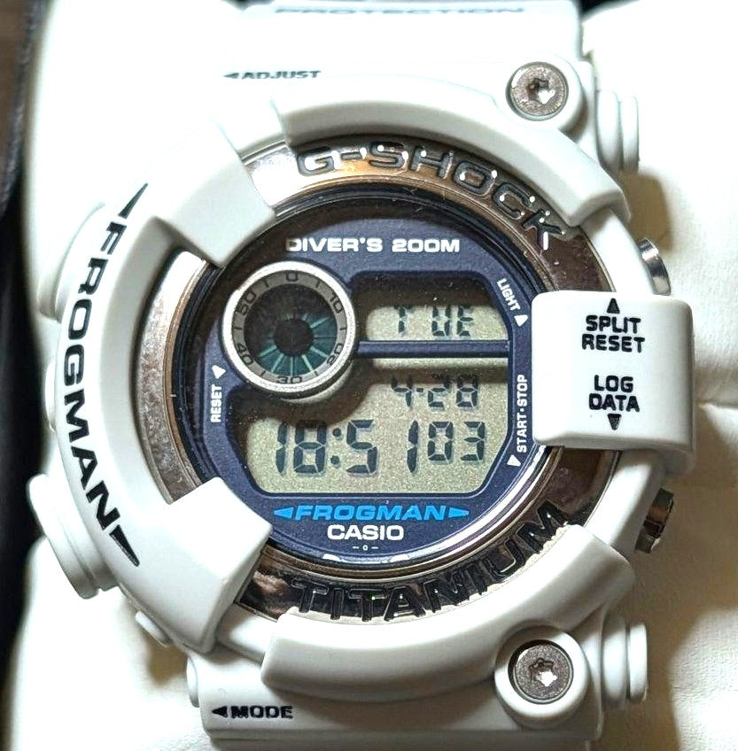 Casio G-SHOCK Frogman DW-8200LG-8JR White Titanium Diver Watch 200m EL Used