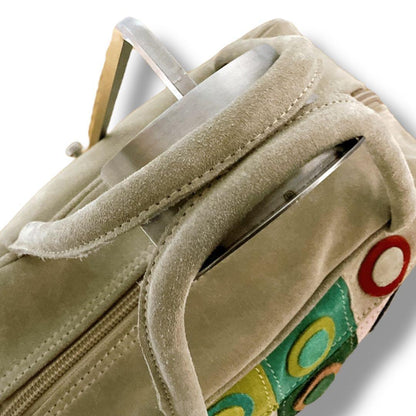 Campomaggi Patchwork Suede Handbag Multicolor Beige Top Handle Bag Made in Italy