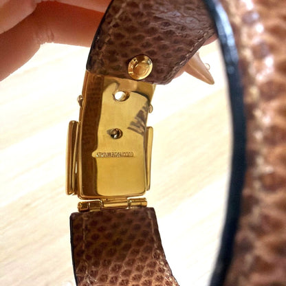 GUCCI Leather Bracelet Brown Gold Buckle Hardware Authentic Italy Used 7.9in