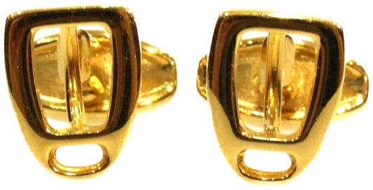 GUCCI Gold Tone Stirrup Cufflinks Mens Suit Accessory Italy Authentic 0.4x0.6in