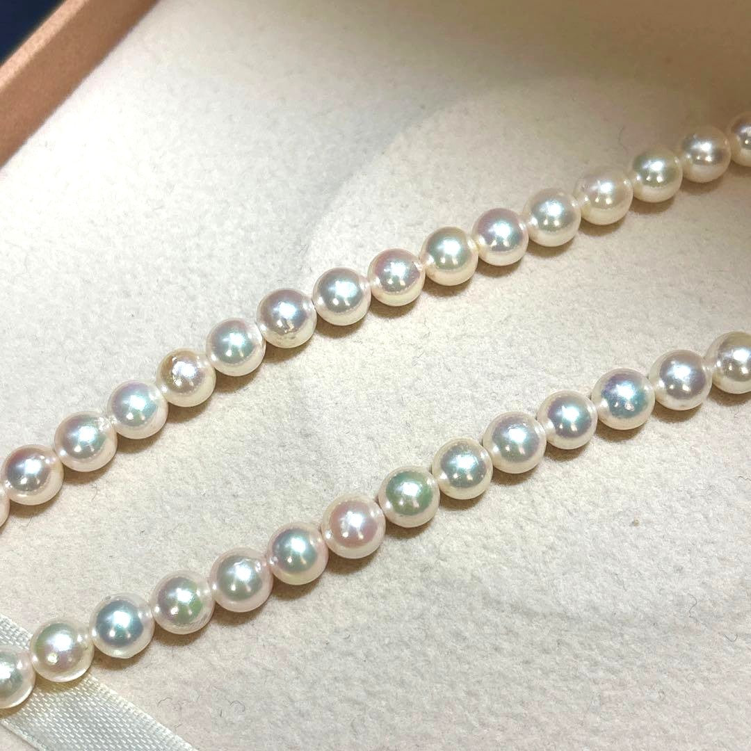 Akoya Pearl Necklace 6.0-6.5mm Cream Strong Luster Silver Clasp 42cm 16.5in