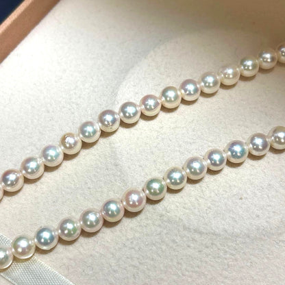 Akoya Pearl Necklace 6.0-6.5mm Cream Strong Luster Silver Clasp 42cm 16.5in