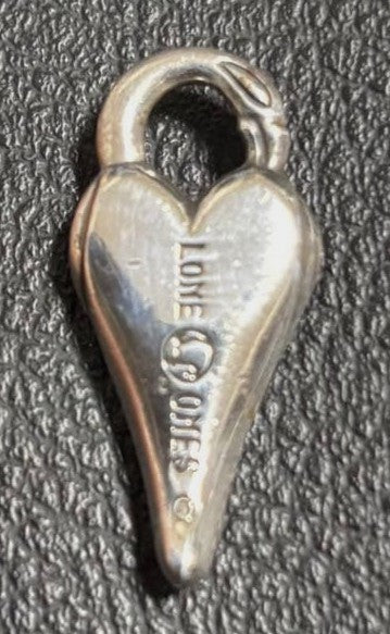 Lone Ones Swan Dive Heart Lock Pendant Charm Silver Used Excellent Authentic