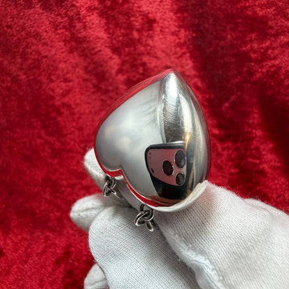Georg Jensen Puffed Heart Necklace #126B Sterling Silver 925 Bar Link Pendant
