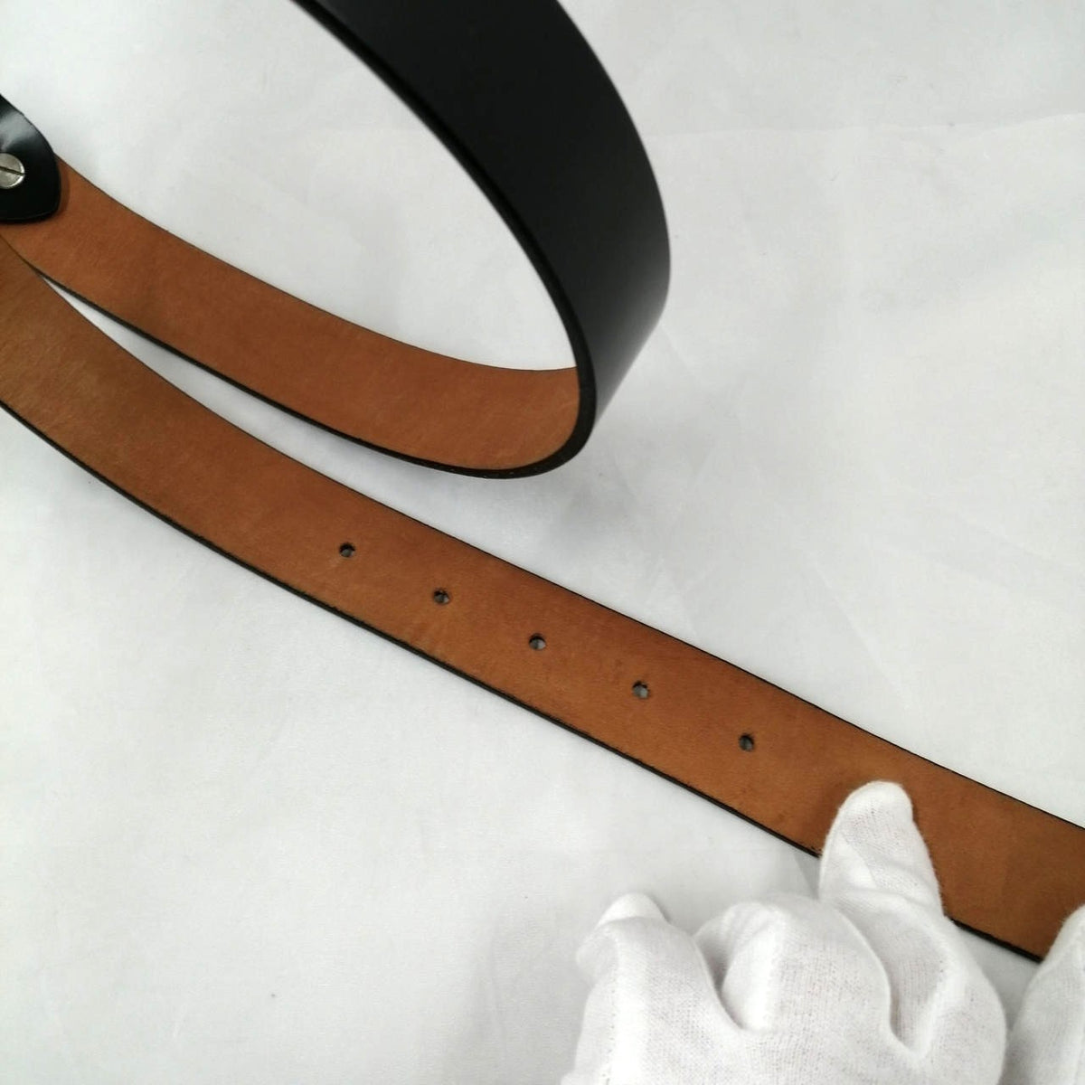 FENDI Zucca Logo Buckle Leather Belt Black Silver Hardware Mens 86cm 33.9in