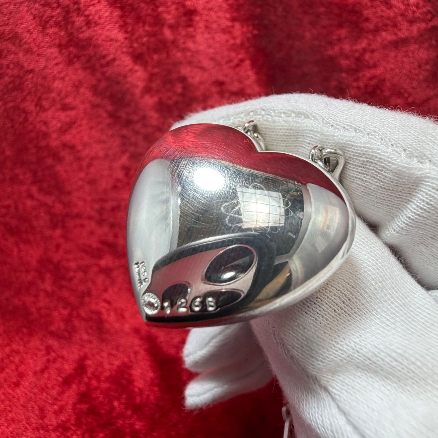 Georg Jensen Puffed Heart Necklace #126B Sterling Silver 925 Bar Link Pendant
