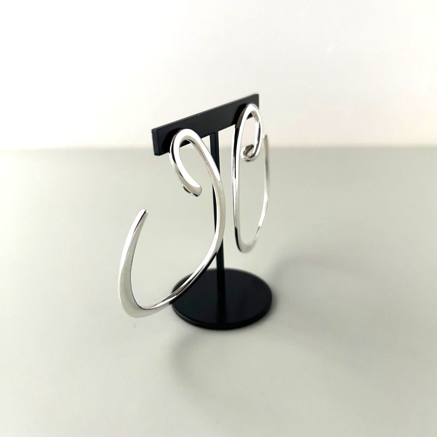 CHANEL Vintage Large Hoop Earrings Silver 925 Sterling Silver Rare Authentic