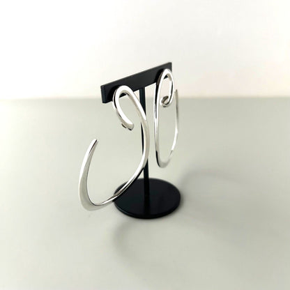CHANEL Vintage Large Hoop Earrings Silver 925 Sterling Silver Rare Authentic