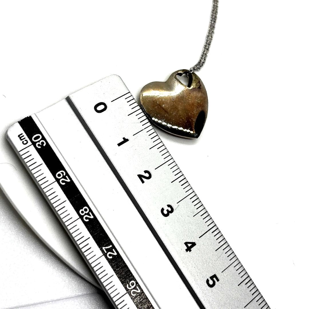 Tiffany & Co. Open Heart Pendant Necklace Sterling Silver 925 Chain 16mm